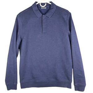 Charles Tyrwhitt Polo Sweatshirt Mens M Blue Fleece Lined Long Sleeve Collared
